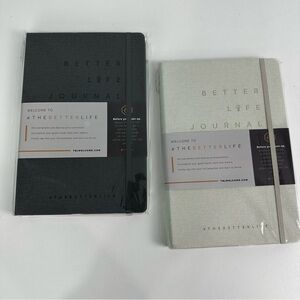 Better Life Journals Set of Two; New in Packaging; Gray and Cream Covers